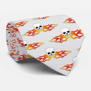 Fantasy Art Skull And Flames Design Neck Tie