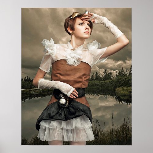 Fantasy Art Steampunk Woman Poster