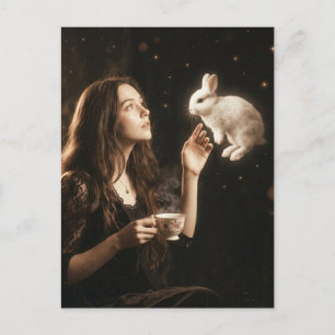 Fantasy Art Surreal Tea With White Rabbit Postcard
