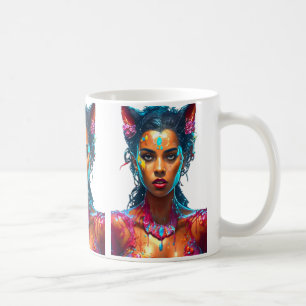 Fantasy Art Vibrant Colors Mystical Portrait Abstr Coffee Mug