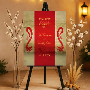 Fantasy Asian Themed Red and Gold Dragon Foam Board