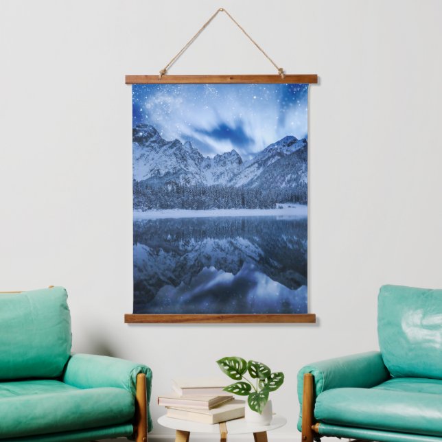 Fantasy at mountain lake hanging tapestry (Living Room)