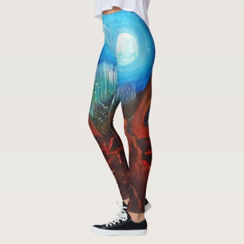 Fantasy aurora borealis northern lights leggings