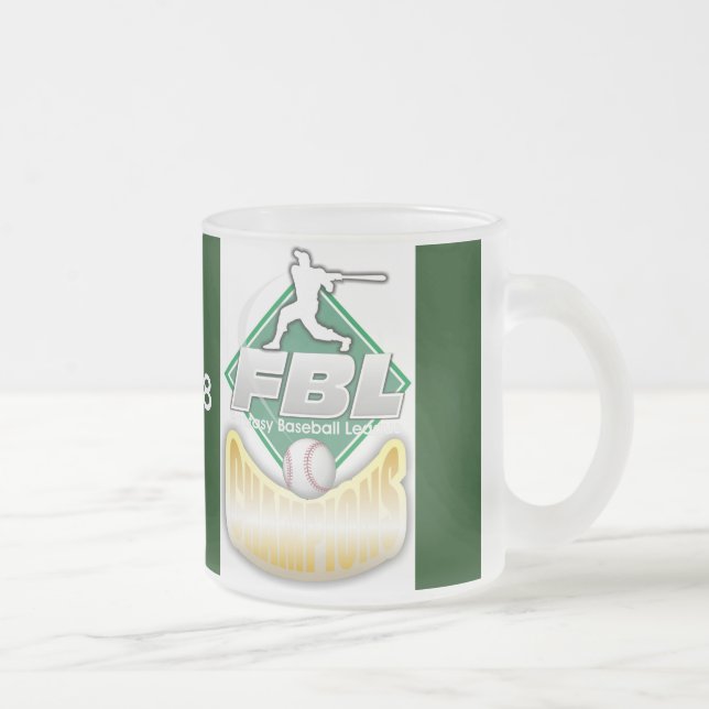 Fantasy Baseball Trophy Frosted Glass Coffee Mug (Right)