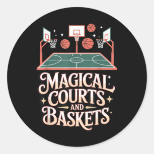 Fantasy Basketball Court Magic Draft Game Style Classic Round Sticker