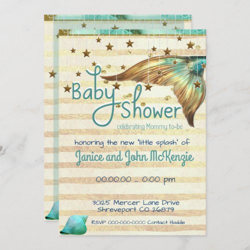 Fantasy Beach Mermaid Baby Shower Invitation