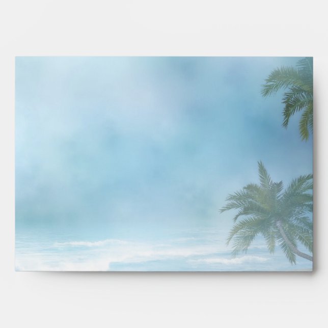 Fantasy Beach Theme Wedding Envelope (Front)