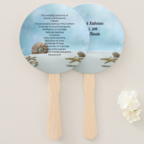 Fantasy Beach Theme Wedding Program Fan