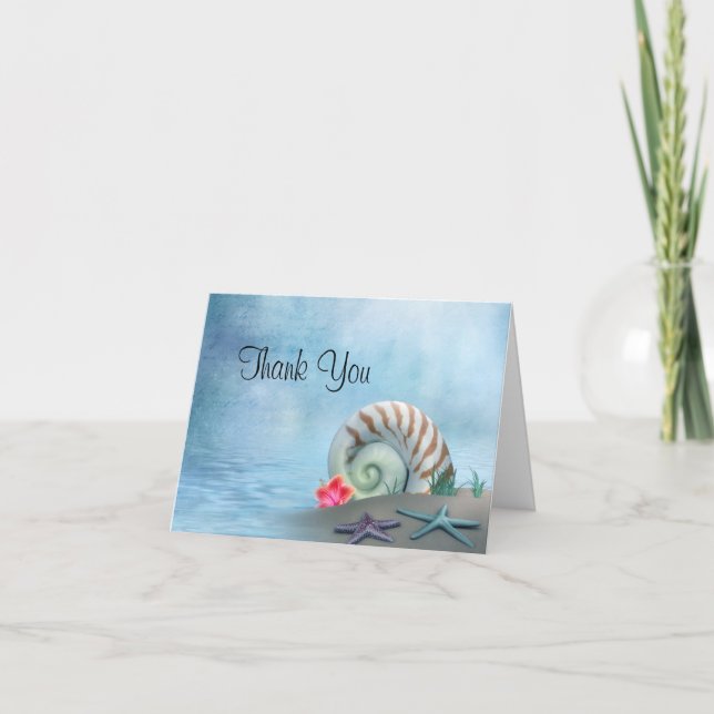Fantasy Beach Wedding Thank You Card (Front)