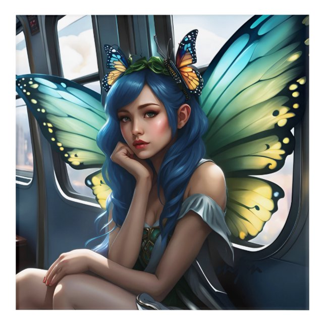 Fantasy Beautiful Butterfly Fairy  Acrylic Print (Front)