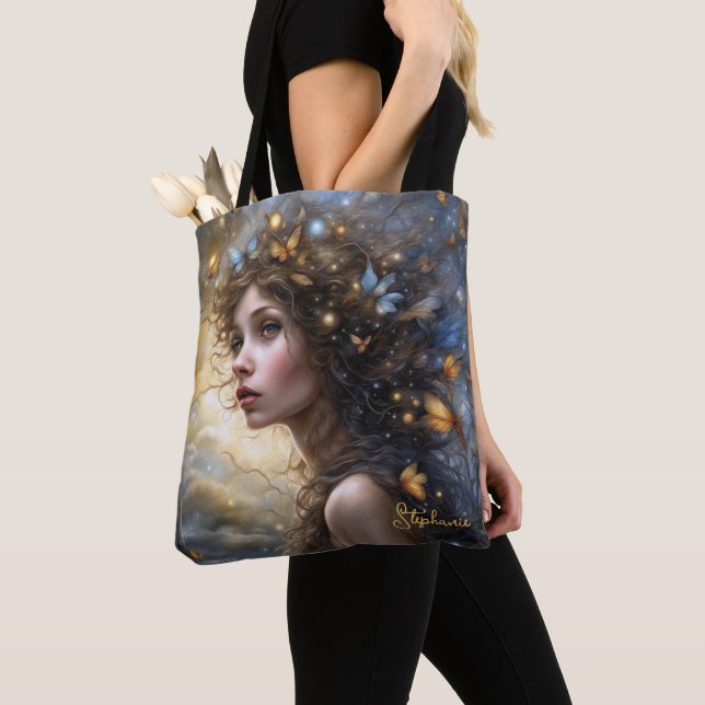 Fantasy Beautiful Butterfly Fairy Tote Bag (Close Up)
