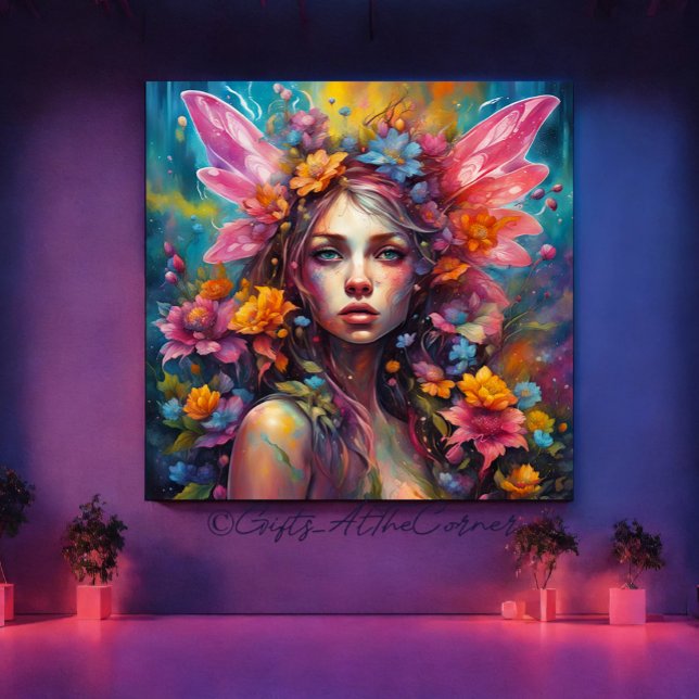 Fantasy Beautiful Colorful Flower Fairy  Canvas Print (Creator Uploaded)