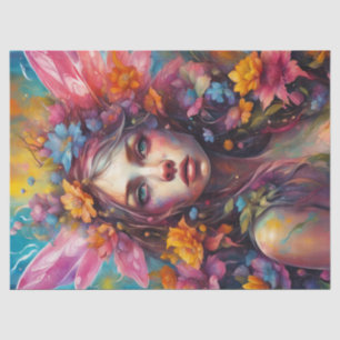 Fantasy Beautiful Colorful Flower Fairy Decoupage Tissue Paper