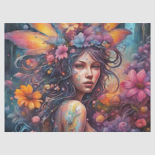 Fantasy Beautiful Colorful Flower Fairy Decoupage Tissue Paper