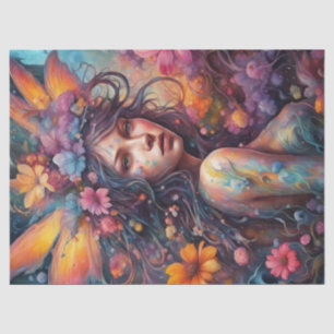 Fantasy Beautiful Colorful Flower Fairy Decoupage Tissue Paper