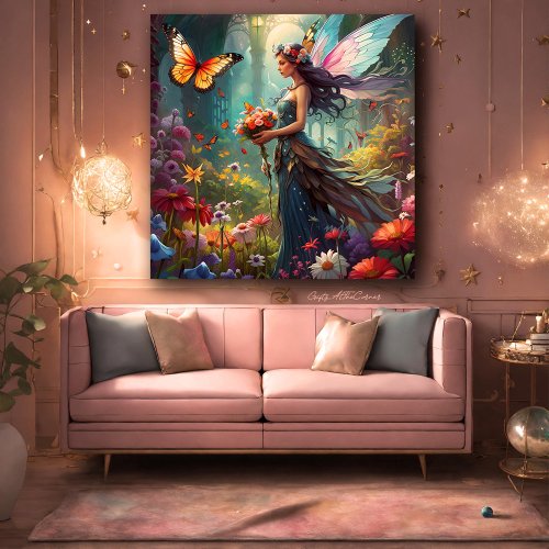 Fantasy Beautiful Fairy Flower Garden Canvas Print