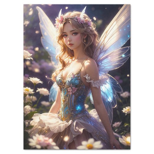 Fantasy Beautiful Flower Fairy Decoupage Tissue Paper
