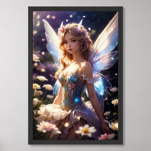 Fantasy Beautiful Flower Fairy Framed Art