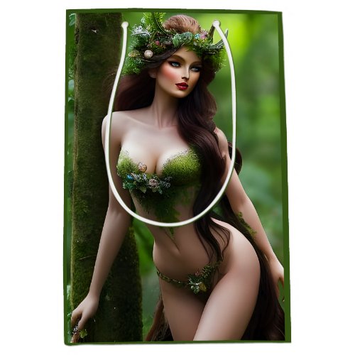 Fantasy Beautiful Forest Fairy Decoupage Medium Gift Bag