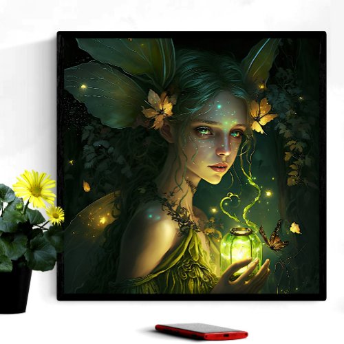 Fantasy Beautiful Green Forest Fairy 2 Poster