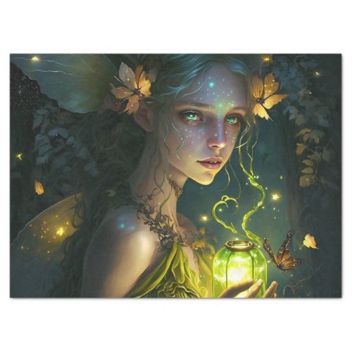 Fantasy Beautiful Green Forest Fairy Decoupage Tissue Paper