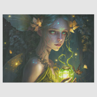 Fantasy Beautiful Green Forest Fairy Decoupage Tissue Paper