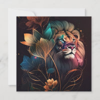 Fantasy, beautiful  lion with flowers   AI art