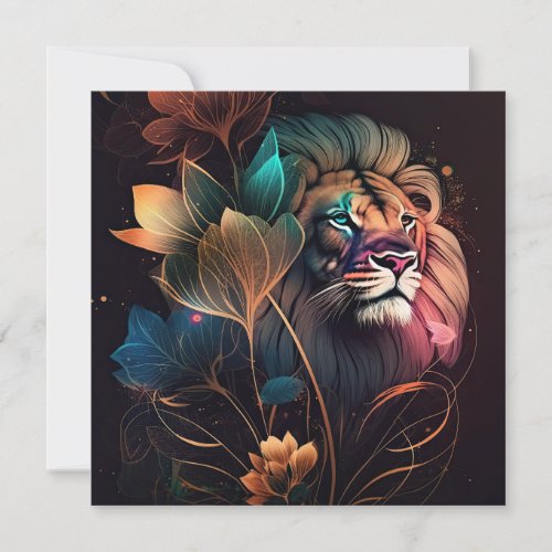 Fantasy beautiful  lion with flowers   AI art