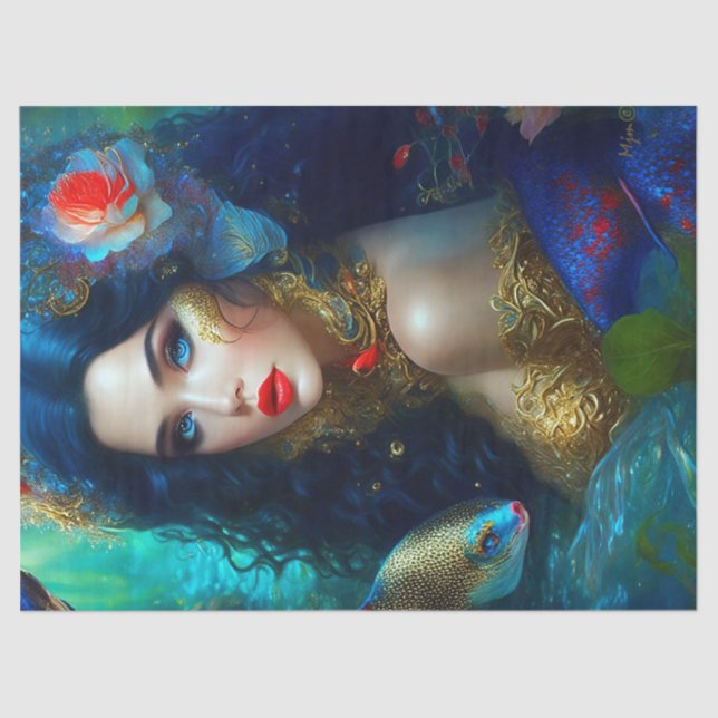 Fantasy Beautiful Mermaid 1 Decoupage Tissue Paper (Front)