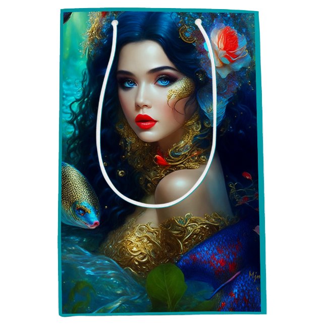 Fantasy Beautiful Mermaid 1 Medium Gift Bag (Front)