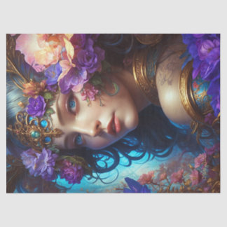 Fantasy Beautiful Purple Flower Fairy Decoupage Tissue Paper