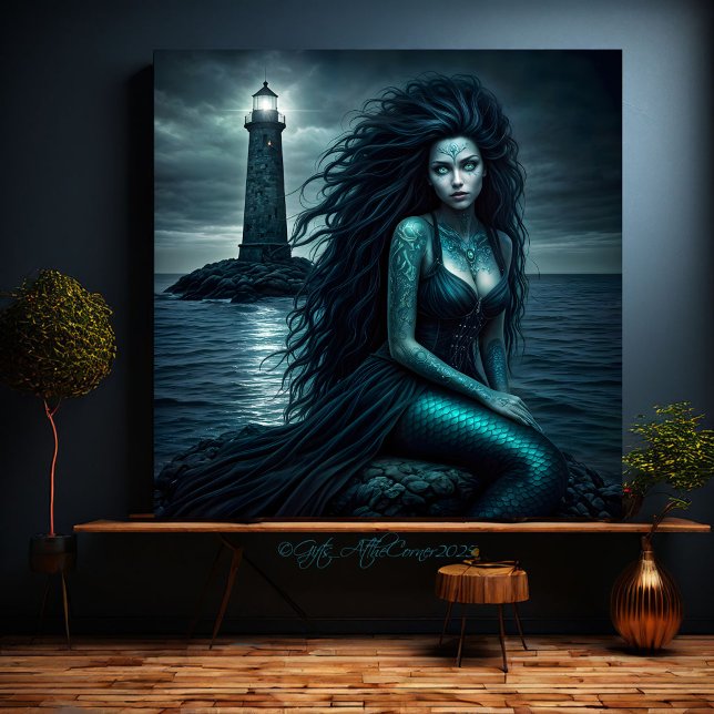 Fantasy Beautiful Siren Gothic Mermaid Lighthouse Canvas Print (Creator Uploaded)