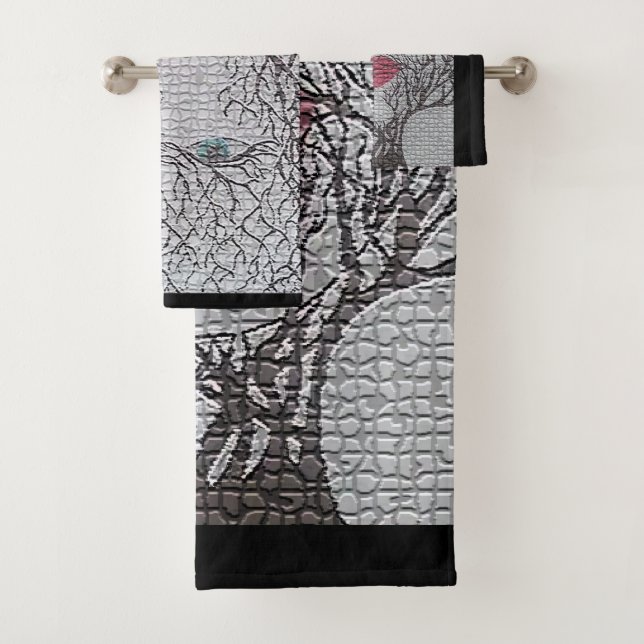 Fantasy Beauty Mosaic Water Color Art Bath Towel Set (Insitu)