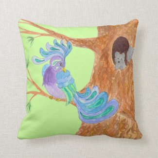 Fantasy Bird - Night & Day - Reversible Pillow