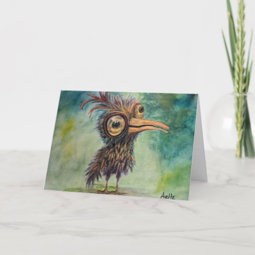 Fantasy Bird Whimsical Folded Greeting Card