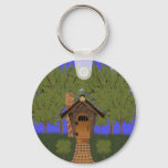Fantasy Birdhouse Cottage With Cedar Tree Keychain at Zazzle