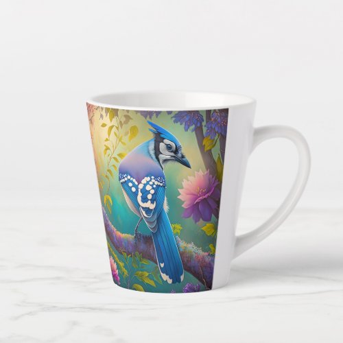Fantasy Birds Blue Jay Latte Mug