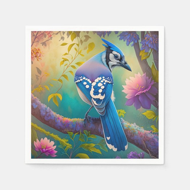 Fantasy Birds Blue Jay Napkins (Front)