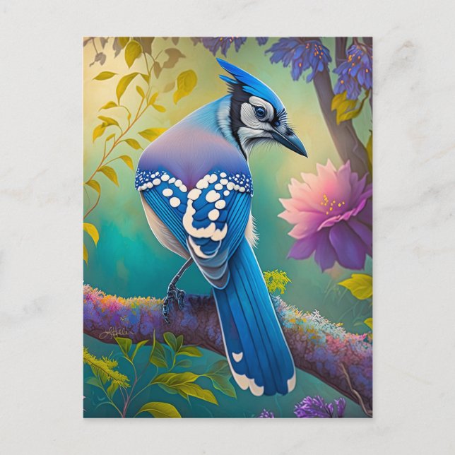 Fantasy Birds Blue Jay Postcard (Front)