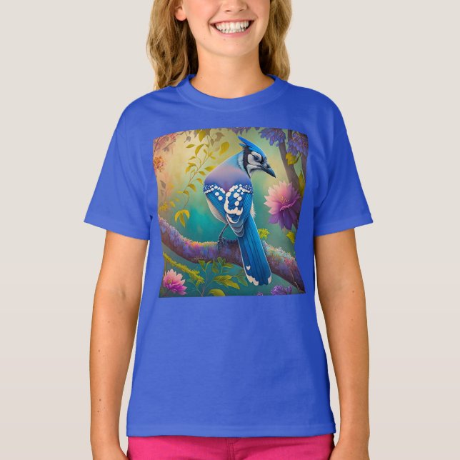 Fantasy Birds Blue Jay T-Shirt (Front)