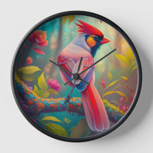 Fantasy Birds Male Cardinal Clock
