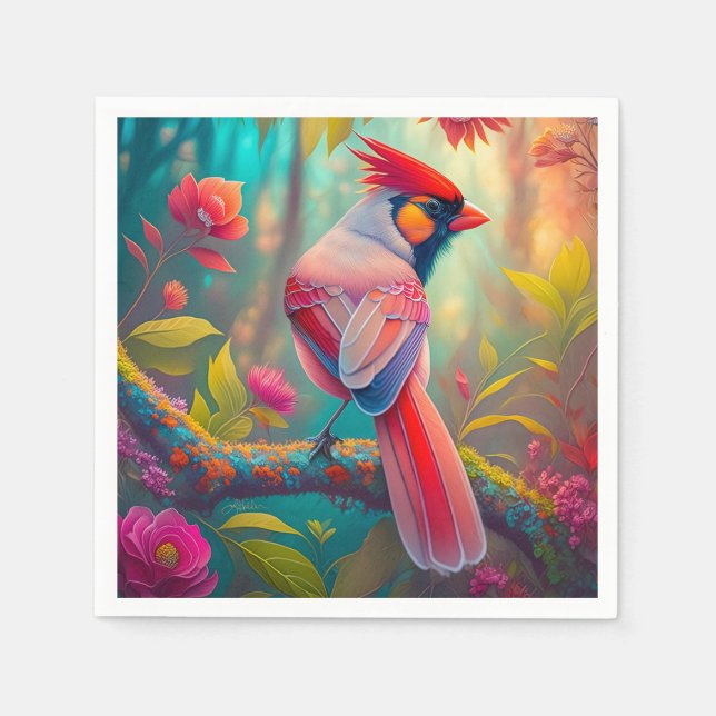 Fantasy Birds Male Cardinal Napkins (Front)