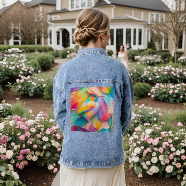 Fantasy Birds Silk Bird Denim Jacket (Wedding Back)