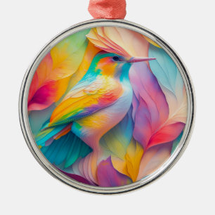 Fantasy Birds Silk Bird Metal Ornament