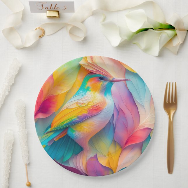 Fantasy Birds Silk Bird Paper Plates (Wedding)