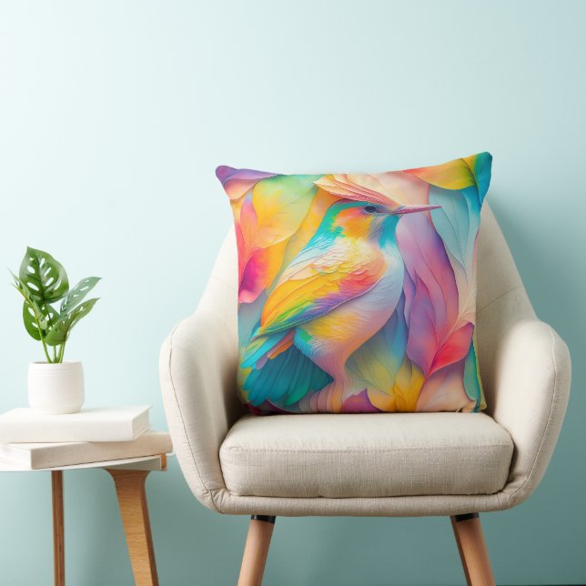 Fantasy Birds Silk Bird Throw Pillow (Chair)