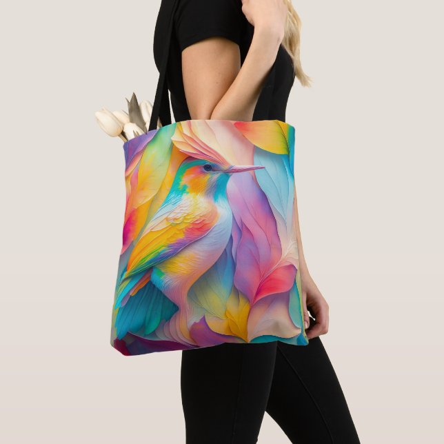 Fantasy Birds Silk Bird Tote Bag (Close Up)