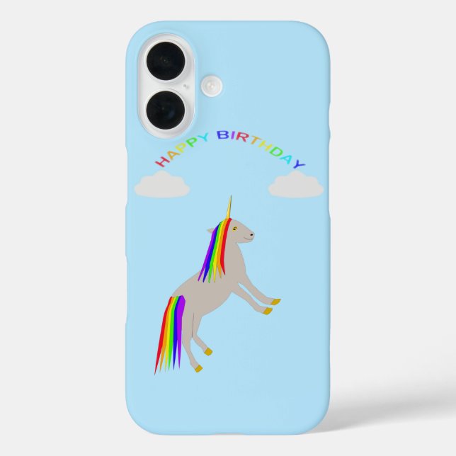 Fantasy Birthday Unicorn Rainbow and Clouds Case-Mate iPhone Case (Back)