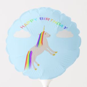 Fantasy Birthday Unicorn Rainbow and Clouds Custom Balloon