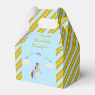 Fantasy Birthday Unicorn Rainbow and Clouds Custom Favor Boxes